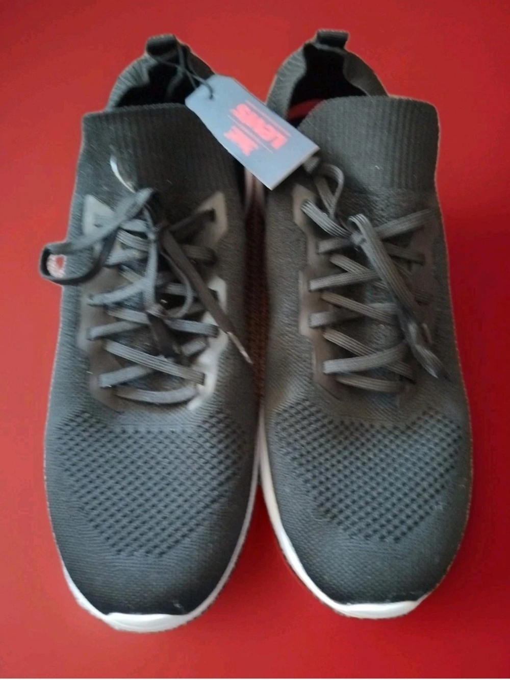 Levi's Men's Black Knit Slip-On Sneakers with White Sole Sz 10.5